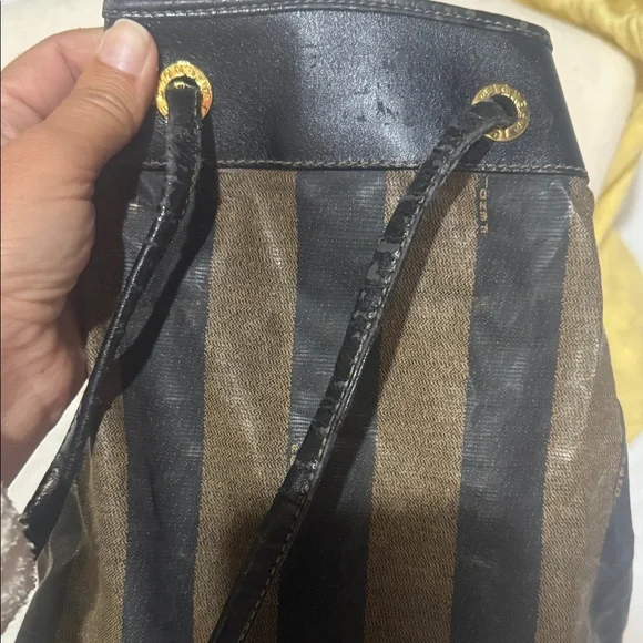 Vintage Fendi Chic Striped Black and Brown Women's Backpack - Picture 4 of 13
